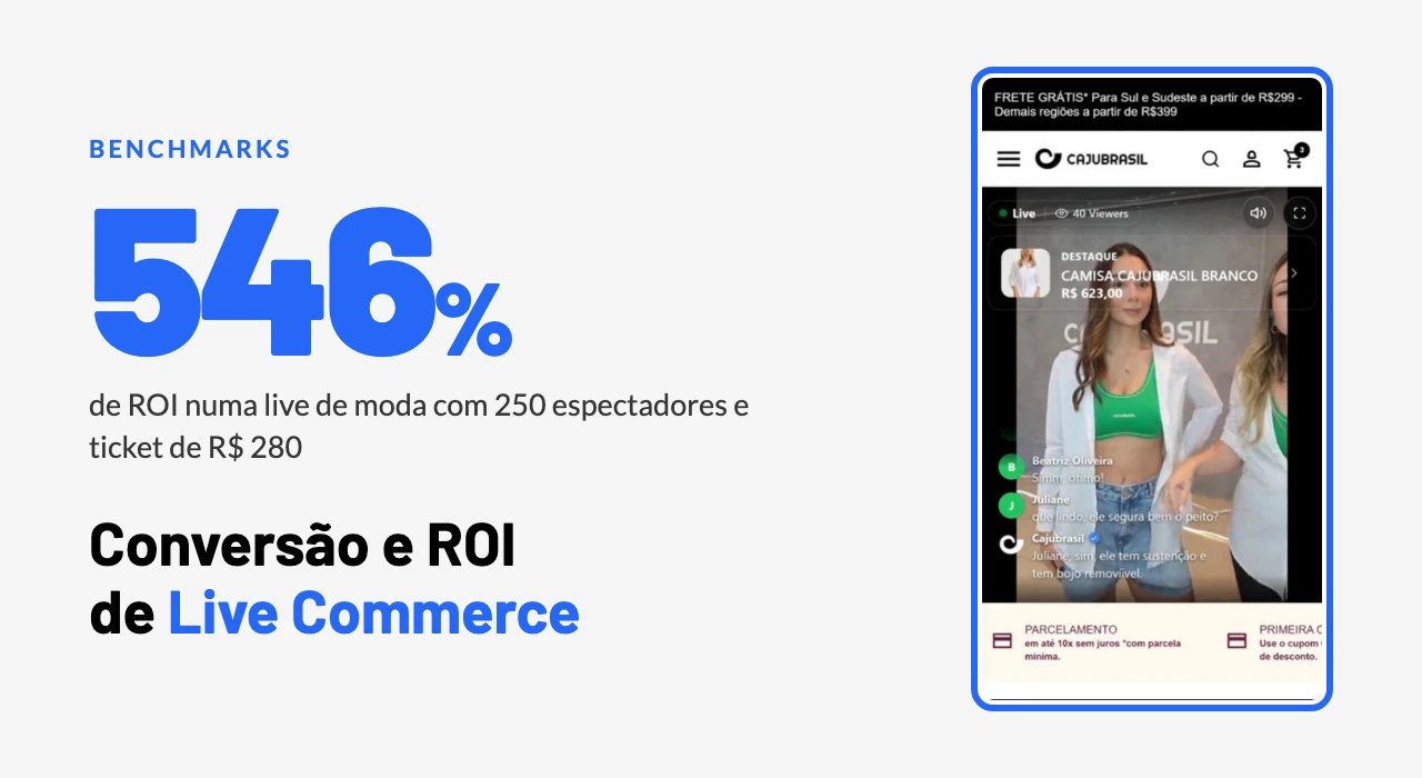Conversão e ROI de Live Commerce: benchmarks por segmento